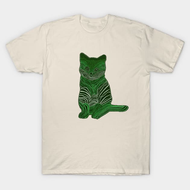 Meow Meow - Monochrome Green T-Shirt by Amy Diener